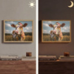 Koe - Bloemen - Weiland Light Box met batterij (Wandlamp) middel -sfeer3