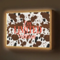 Koeienprint - Limited edition - Rood Light Box met batterij (Wandlamp) middel -z3d_website