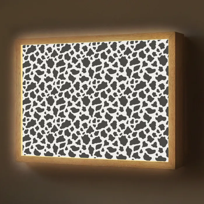 Koe - Vlekken - Patroon - Zwart Light Box met batterij (Wandlamp) middel 907 -z3d_website