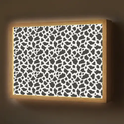 Koe - Vlekken - Patroon - Zwart Light Box met batterij (Wandlamp) middel 907 -z3d_website