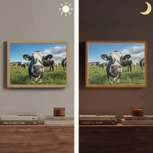 Koe - Tong - Weide Light Box met batterij (Wandlamp) middel -sfeer3