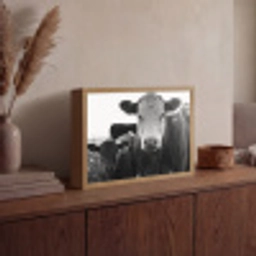 Koeien - Zwart - Wit Light Box met batterij (Wandlamp) middel -sfeer2