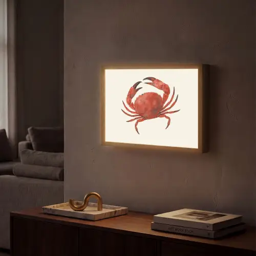 Krab - Felrood - Poten Light Box met batterij (Wandlamp) middel -sfeer1