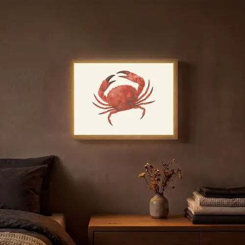 Krab - Felrood - Poten Light Box met batterij (Wandlamp) middel -sfeer4