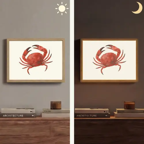 Krab - Felrood - Poten Light Box met batterij (Wandlamp) middel -sfeer3