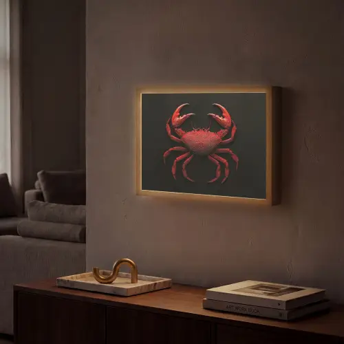 Krab - Rood - Vissen - Schaaldieren Light Box met batterij (Wandlamp) middel -sfeer1