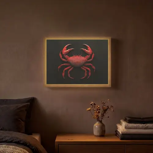 Krab - Rood - Vissen - Schaaldieren Light Box met batterij (Wandlamp) middel -sfeer4