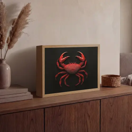 Krab - Rood - Vissen - Schaaldieren Light Box met batterij (Wandlamp) middel -sfeer2
