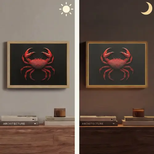Krab - Rood - Vissen - Schaaldieren Light Box met batterij (Wandlamp) middel -sfeer3