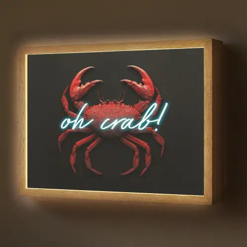 Krab - Rood - Neon - Quote Light Box met batterij (Wandlamp) middel -z3d_website