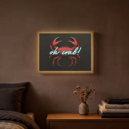 Krab - Rood - Neon - Quote Light Box met batterij (Wandlamp) middel -sfeer4