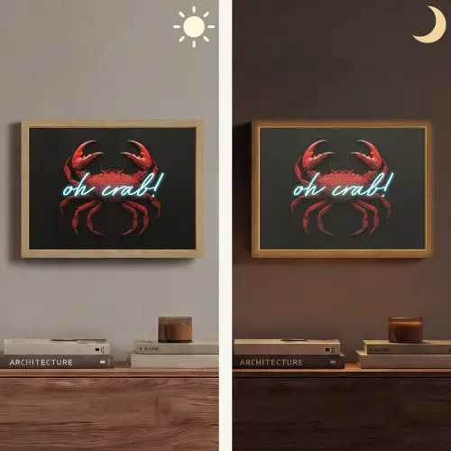 Krab - Rood - Neon - Quote Light Box met batterij (Wandlamp) middel -sfeer3
