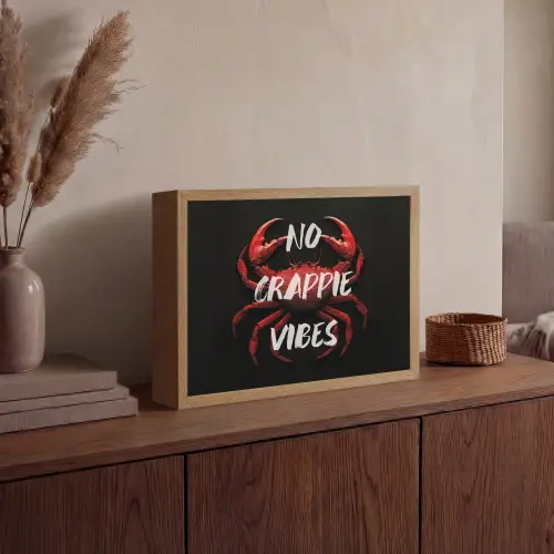 Krab - Rood - Tekst - Zwart Light Box met batterij (Wandlamp) middel -sfeer2