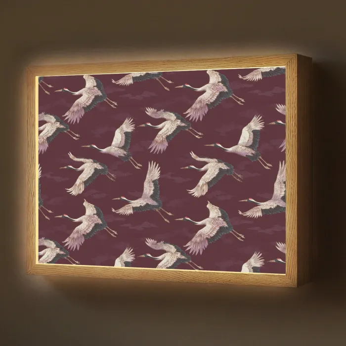 Kraanvogels - Klassiek - Bordeaux Light Box met batterij (Wandlamp) middel 907 -z3d_website