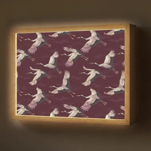 Kraanvogels - Klassiek - Bordeaux Light Box met batterij (Wandlamp) middel 907 -z3d_website