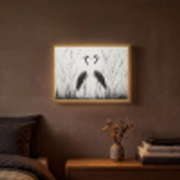 Kraanvogels - Gras - Hartvorm - Zwart Light Box met batterij (Wandlamp) middel -sfeer4