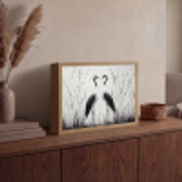 Kraanvogels - Gras - Hartvorm - Zwart Light Box met batterij (Wandlamp) middel -sfeer2