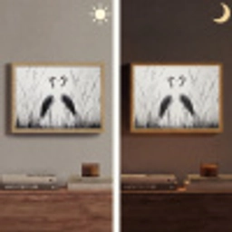 Kraanvogels - Gras - Hartvorm - Zwart Light Box met batterij (Wandlamp) middel -sfeer3