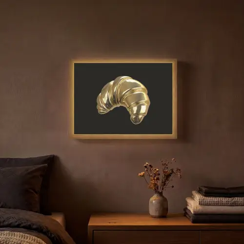 Croissant - Brood - Goud - Zwart Light Box met batterij (Wandlamp) middel -sfeer4