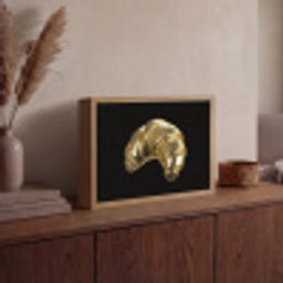 Croissant - Brood - Goud - Zwart Light Box met batterij (Wandlamp) middel -sfeer2