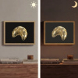 Croissant - Brood - Goud - Zwart Light Box met batterij (Wandlamp) middel -sfeer3