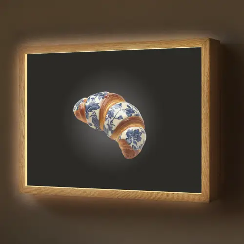 Croissant - Bloemenpatroon - Delftsblauw Light Box met batterij (Wandlamp) middel -z3d_website