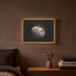 Croissant - Bloemenpatroon - Delftsblauw Light Box met batterij (Wandlamp) middel -sfeer4