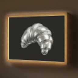 Croissant - Metaal - Zilver Light Box met batterij (Wandlamp) middel -z3d_website
