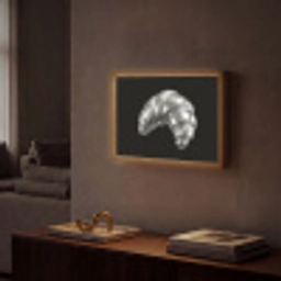Croissant - Metaal - Zilver Light Box met batterij (Wandlamp) middel -sfeer1