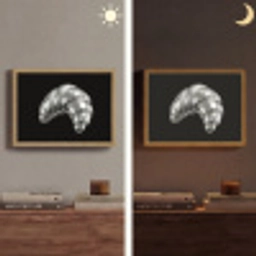 Croissant - Metaal - Zilver Light Box met batterij (Wandlamp) middel -sfeer3