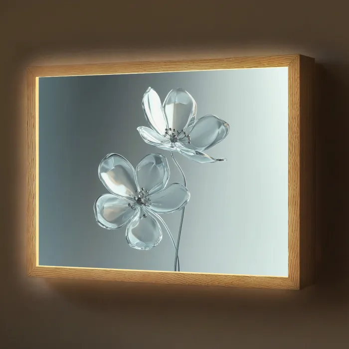Kristal - Bloemen - Grijs Light Box met batterij (Wandlamp) middel -z3d_website