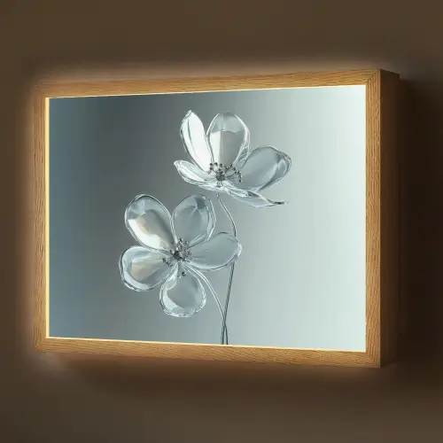 Kristal - Bloemen - Grijs Light Box met batterij (Wandlamp) middel -z3d_website