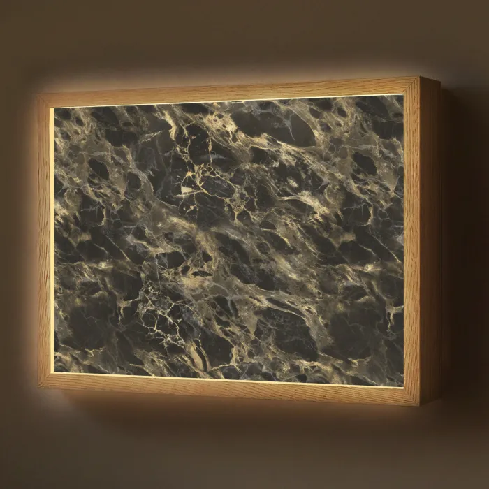 Kristal - Goud - Zwart - Marmer Light Box met batterij (Wandlamp) middel 907 -z3d_website