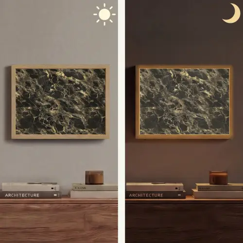Kristal - Goud - Zwart - Marmer Light Box met batterij (Wandlamp) middel 907 -sfeer3