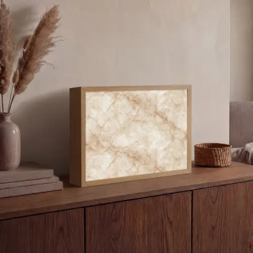 Kristalstructuur - Bruin - Marmer Light Box met batterij (Wandlamp) middel 907 -sfeer2