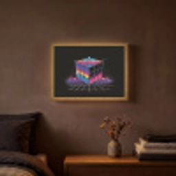 Kubus - Kleurrijk - Raster Light Box met batterij (Wandlamp) middel -sfeer4