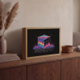 Kubus - Kleurrijk - Raster Light Box met batterij (Wandlamp) middel -sfeer2