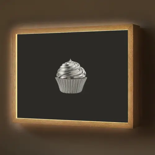 Cupcake - Luxueus - Zilver Light Box met batterij (Wandlamp) middel -z3d_website