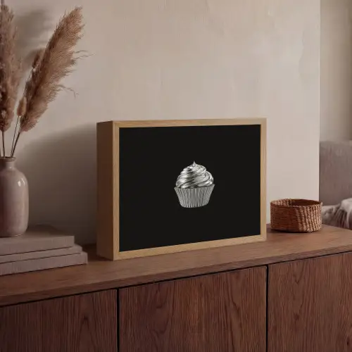 Cupcake - Luxueus - Zilver Light Box met batterij (Wandlamp) middel -sfeer2
