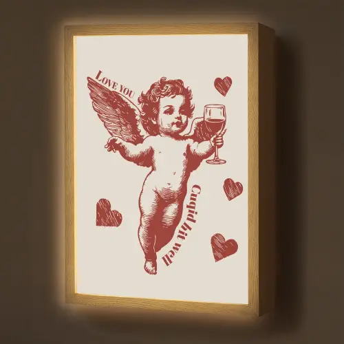 Cupido - Hartjes - Rood - Klassiek Light Box met batterij (Wandlamp) middel -z3d_website