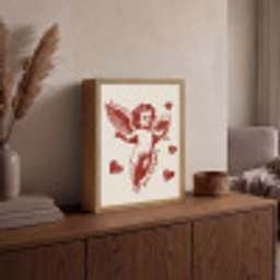Cupido - Hartjes - Rood - Klassiek Light Box met batterij (Wandlamp) middel -sfeer2