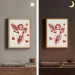 Cupido - Hartjes - Rood - Klassiek Light Box met batterij (Wandlamp) middel -sfeer3