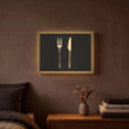 Bestek - Goud - Mes - Vork Light Box met batterij (Wandlamp) middel -sfeer4