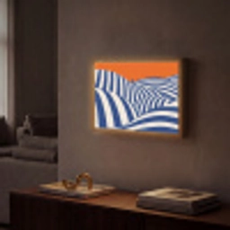 Fietser - Heuvels - Strepen - Blauw Light Box met batterij (Wandlamp) middel -sfeer1