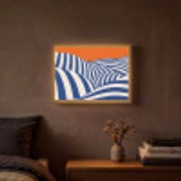 Fietser - Heuvels - Strepen - Blauw Light Box met batterij (Wandlamp) middel -sfeer4