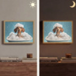Teckel - Bad - Schuim - Waterdruppels Light Box met batterij (Wandlamp) middel -sfeer3