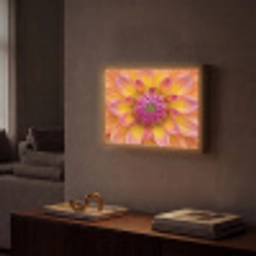 Dahlia - Bloem - Oranje Light Box met batterij (Wandlamp) middel -sfeer1