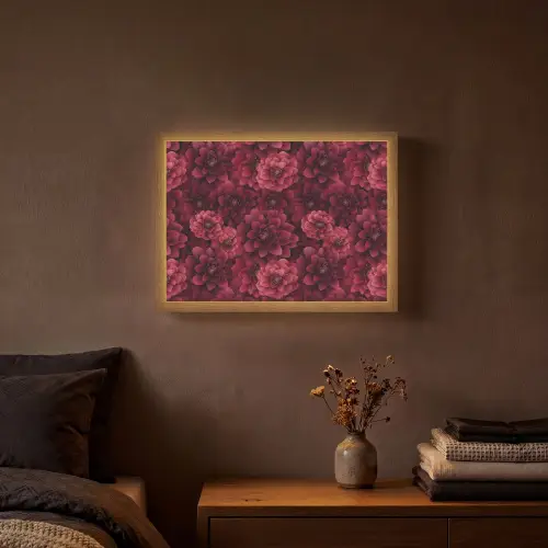 Dahlias - Bloemen - Rood Light Box met batterij (Wandlamp) middel 907 -sfeer4