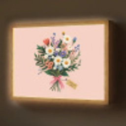 Margrieten - Boeket - Strikje - Roze Light Box met batterij (Wandlamp) middel -z3d_website