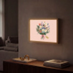 Margrieten - Boeket - Strikje - Roze Light Box met batterij (Wandlamp) middel -sfeer1